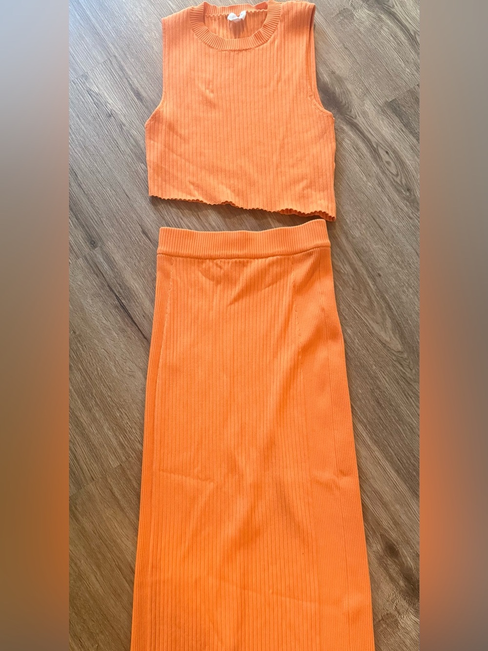 Orange Ribbed Knit Set